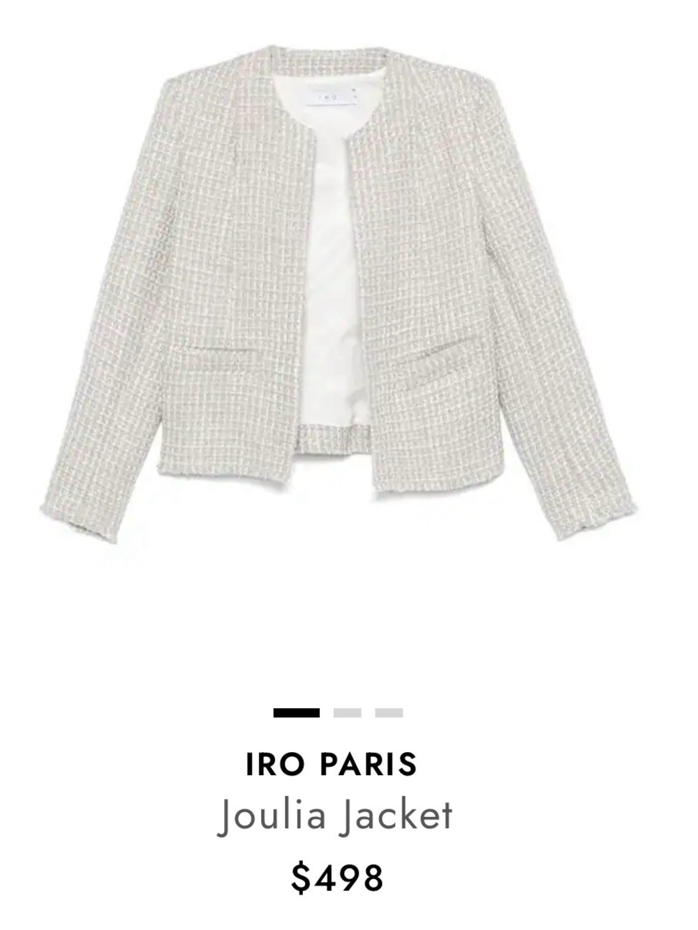 IRO Joulia Light Gray Tweed Blazer Jacket Size 40 NWT